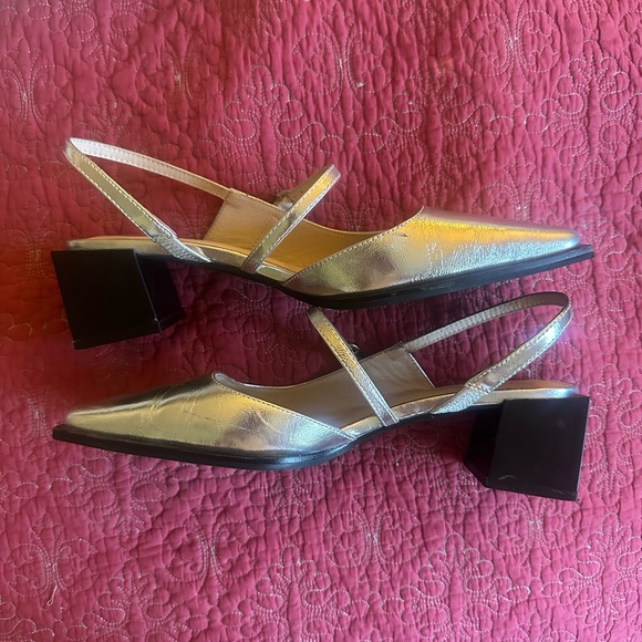 Intentionally Blank silver square-heel square-toe slingback - Picture 3 of 7